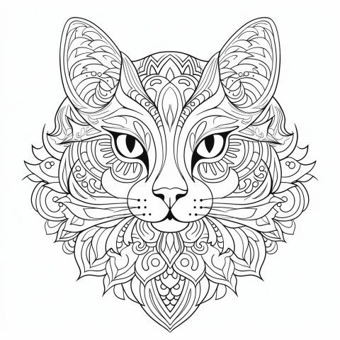 Katze Mandala als Malvorlage – Ausmalbild zum Ausdrucken