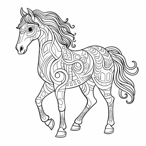Pferd Mandala als Malvorlage – Ausmalbild zum Ausdrucken