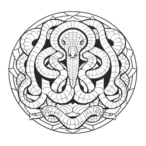 Schlangen Mandala als Malvorlage – Ausmalbild zum Ausdrucken