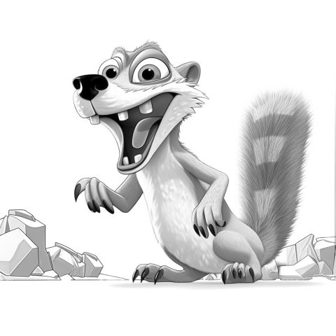 Niedlicher Scrat als Malvorlage – Ausmalbild zum Ausdrucken