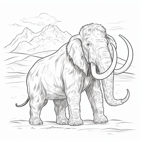 Mammut als Malvorlage – Ausmalbild zum Ausdrucken