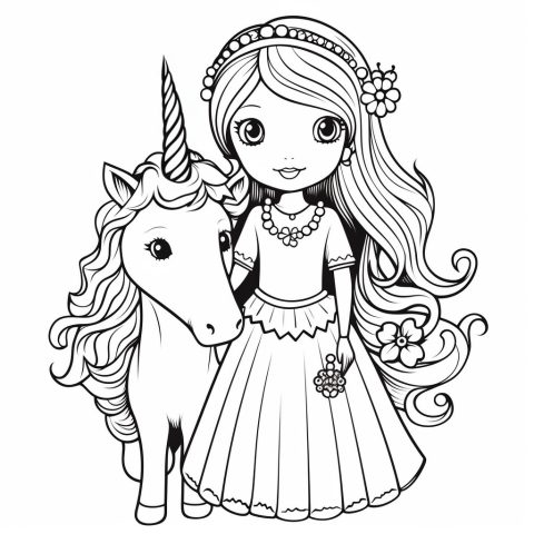 Einhorn mit Prinzessin – Ausmalbild zum Ausdrucken