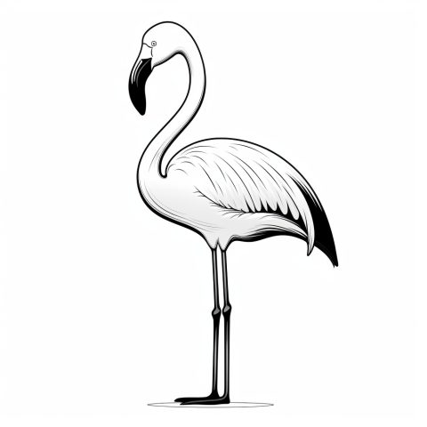 Einzelner Flamingo als Malvorlage – Ausmalbild zum Ausdrucken