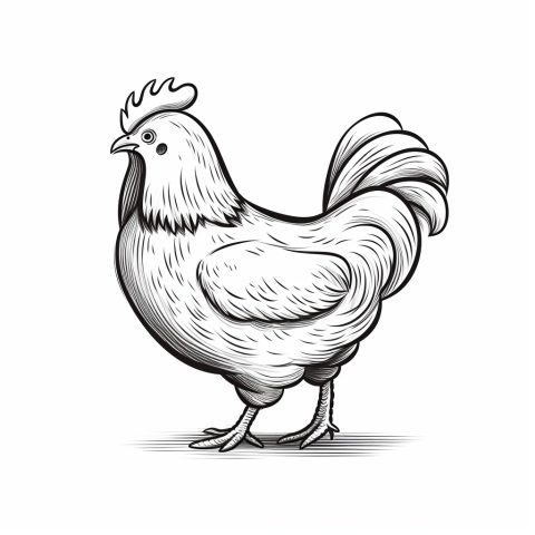 Ein Huhn als Malvorlage – Ausmalbild zum Ausdrucken