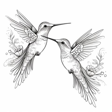 Kolibris als Malvorlage – Ausmalbild zum Ausdrucken