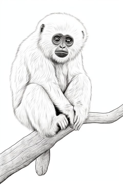 Gibbon Affe als Malvorlage – Ausmalbild zum Ausdrucken