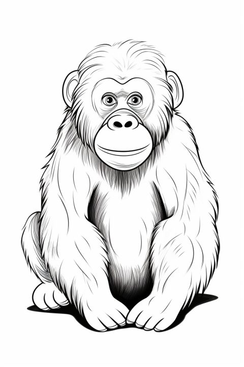 Orang Utan als Malvorlage – Ausmalbild zum Ausdrucken