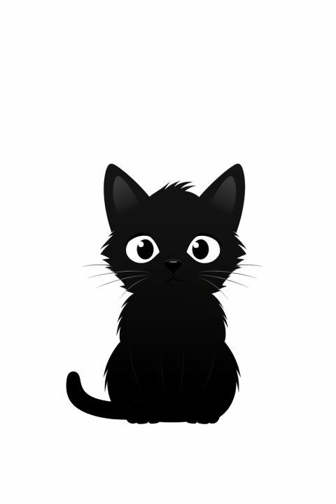 Schwarze Katze als Malvorlage – Ausmalbild zum Ausdrucken
