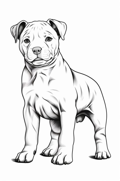 Pitbull Hund als Malvorlage – Ausmalbild zum Ausdrucken