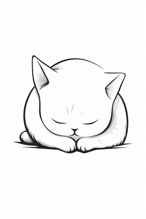 Dreaming Cat as Coloring Template – printable coloring page