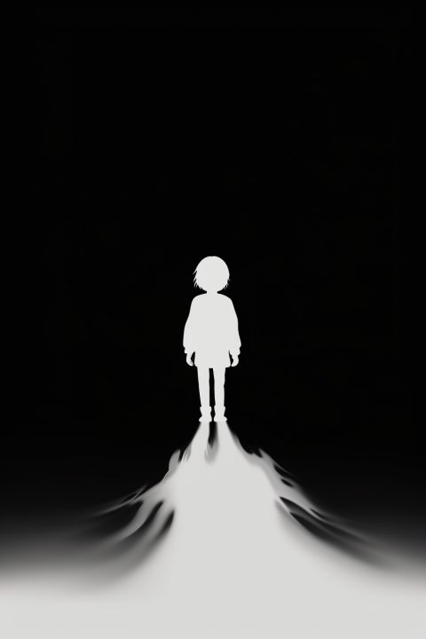 Spukender Schatten als Malvorlage – Ausmalbild zum Ausdrucken