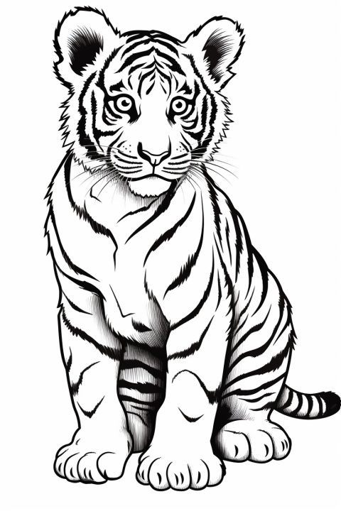 Tigerbaby als Malvorlage – Ausmalbild zum Ausdrucken