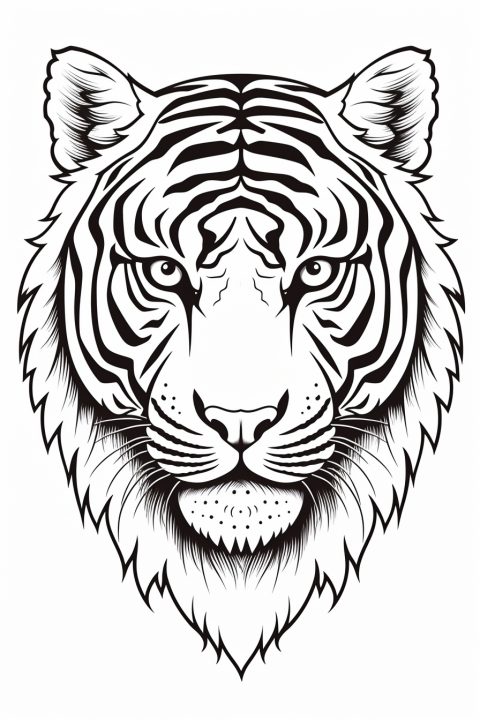 Tigerkopf als Malvorlage – Ausmalbild zum Ausdrucken