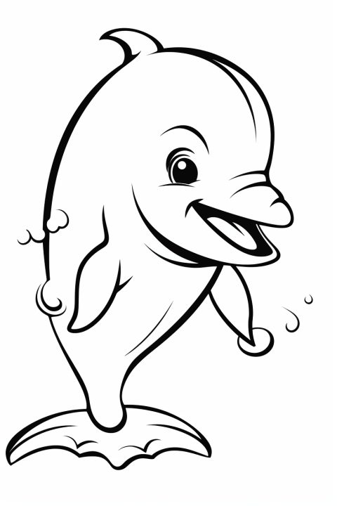 Lächelnder Delfin als Malvorlage – Ausmalbild zum Ausdrucken