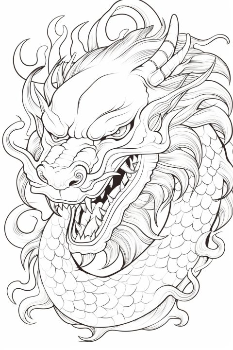 Chinesischer Drache als Malvorlage – Ausmalbild zum Ausdrucken