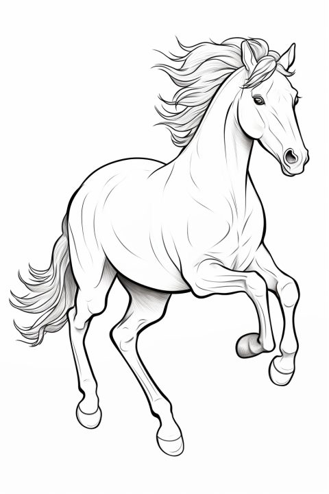 Pferd springt als Malvorlage – Ausmalbild zum Ausdrucken