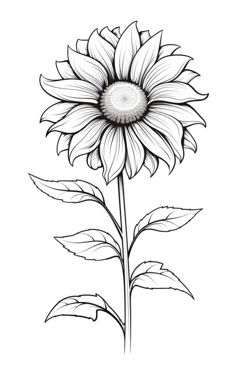 Sonnenblume als Malvorlage – Ausmalbild zum Ausdrucken