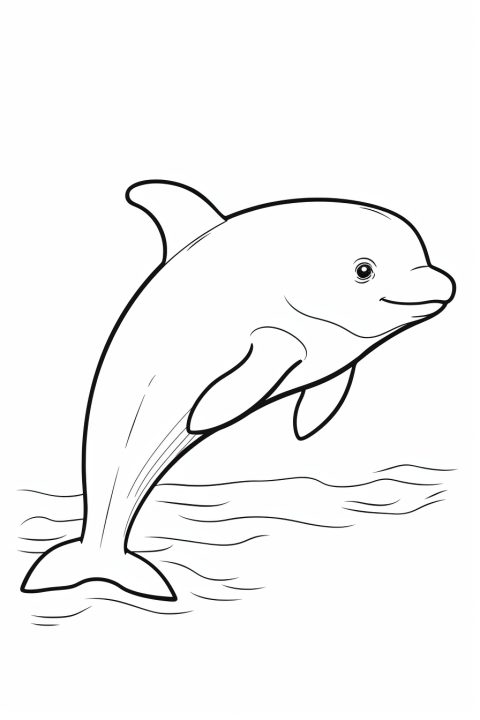 Springender Delfin mit Flippers als Malvorlage – Ausmalbild zum Ausdrucken