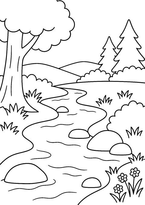 Ruisseau à colorier – coloriage à imprimer