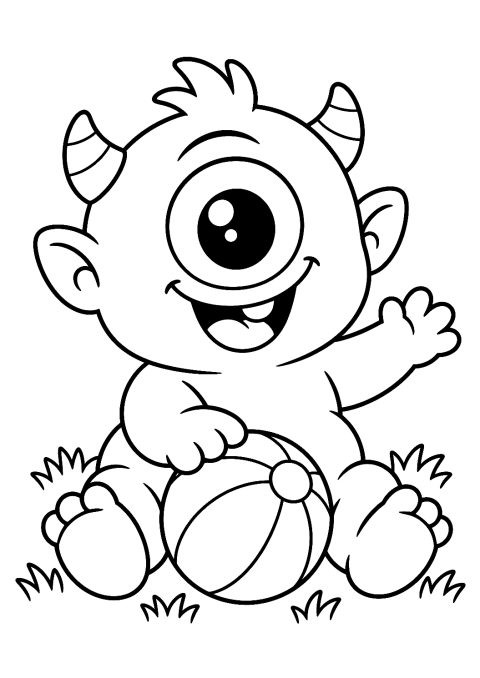 Bébé Cyclope à colorier – coloriage à imprimer