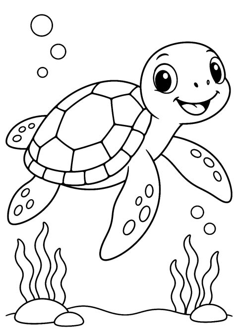 Tortuga Marina para Colorear – dibujo para colorear e imprimir