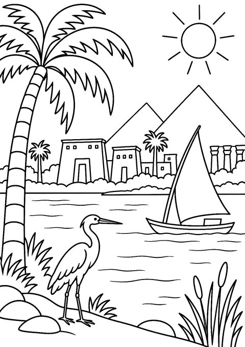 El Nilo para colorear – dibujo para colorear e imprimir