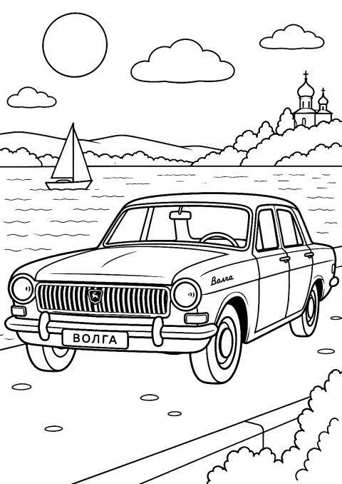 Volga als Malvorlage – Ausmalbild zum Ausdrucken