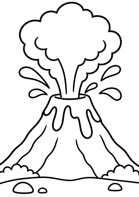 Volcán para colorear con contorno grueso – dibujo para colorear e imprimir