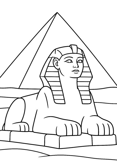 Sphinx et Pyramide à Colorier – coloriage à imprimer