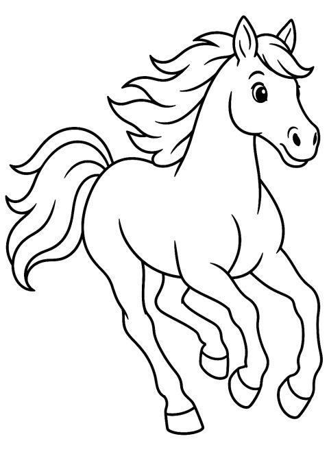 Cavalo a galope para colorir – desenho para colorir para imprimir
