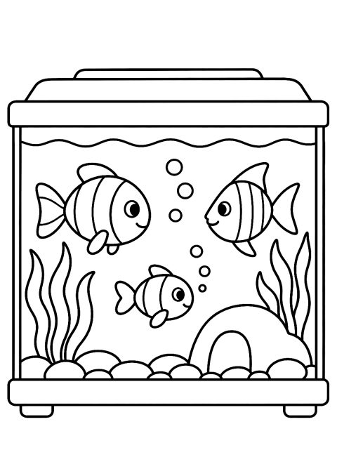水族箱涂色页 – 可打印的涂色图