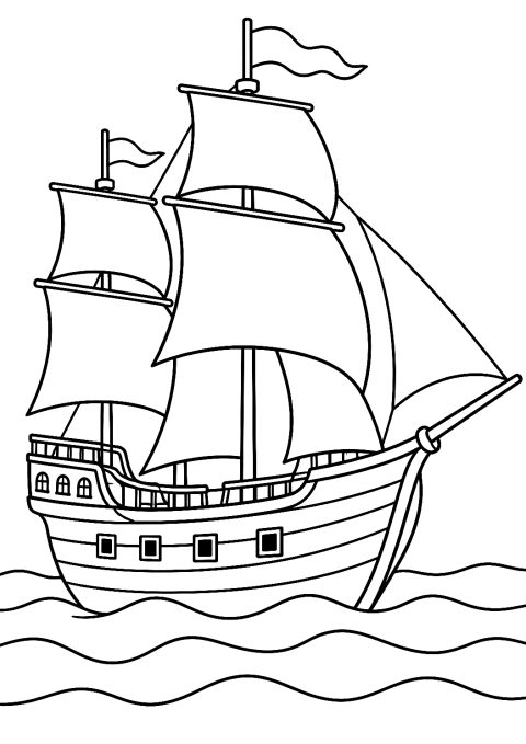Bateau à Voile Mayflower à Colorier – coloriage à imprimer