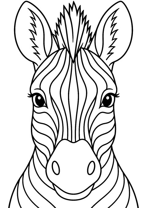 Portrait de Tête de Zèbre à Colorier – coloriage à imprimer