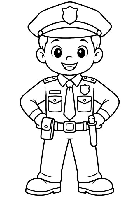 Polizeiuniform als Malvorlage – Ausmalbild zum Ausdrucken