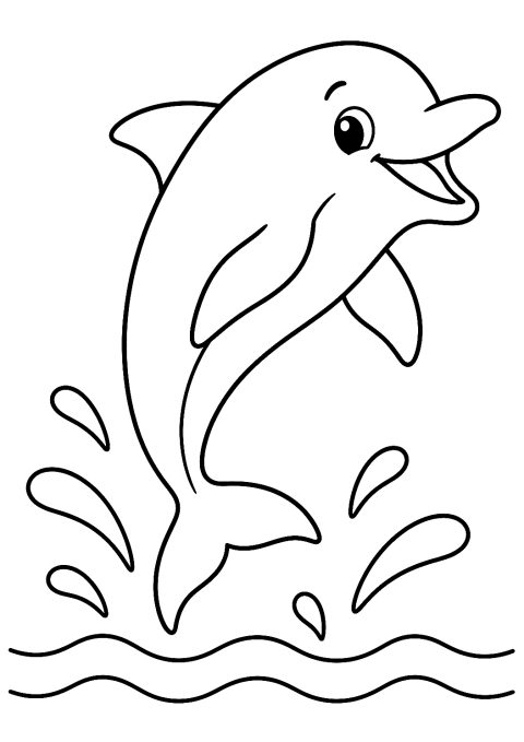 Tanzender Delfin als Malvorlage – Ausmalbild zum Ausdrucken