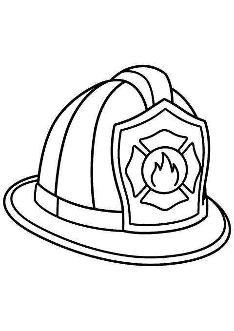 Feuerwehrhelm als Malvorlage – Ausmalbild zum Ausdrucken