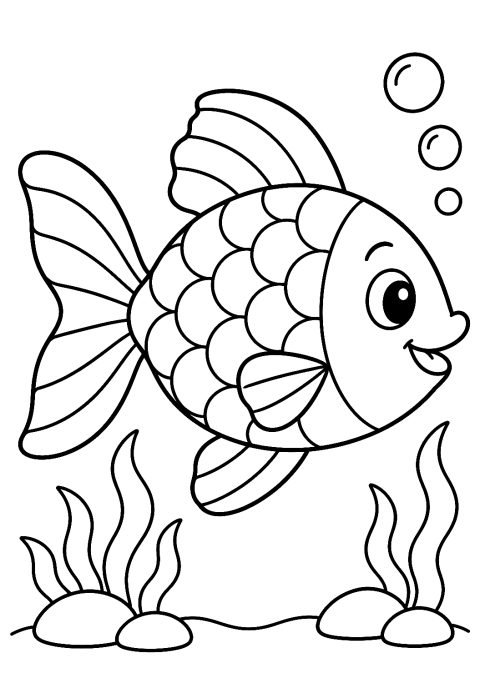 Regenbogenfisch als Malvorlage – Ausmalbild zum Ausdrucken