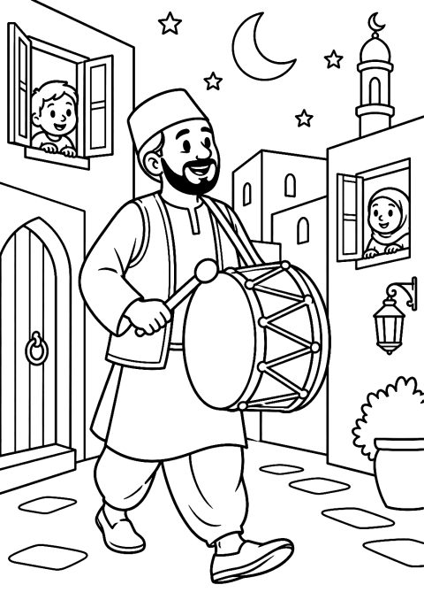Ramadan Drummer Coloring Page – printable coloring page