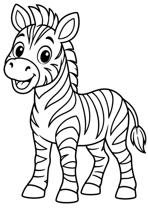 Cute Cartoon Zebra Coloring Page – printable coloring page
