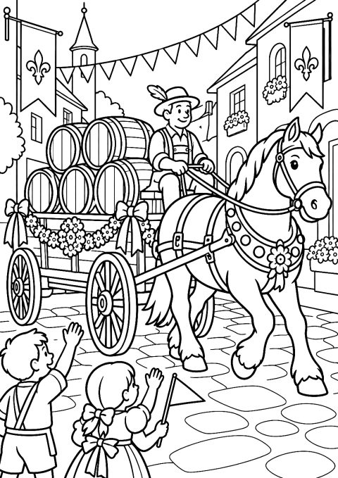 Horse-Drawn Carriage at the Parade Coloring Page – printable coloring page