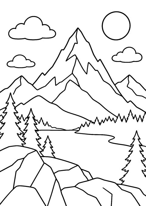 Mountain Peak Coloring Page – printable coloring page