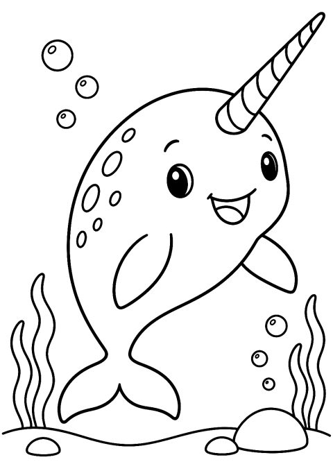 Narwhal Coloring Page – printable coloring page