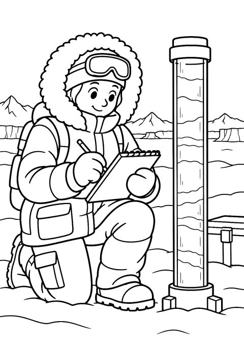 Climatologue en Antarctique à colorier – coloriage à imprimer