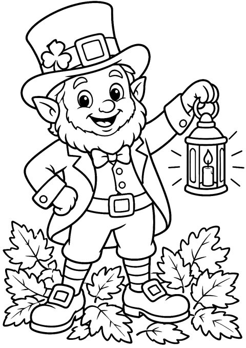 Duende Celebra o Outono com Lanternas para Colorir – desenho para colorir para imprimir