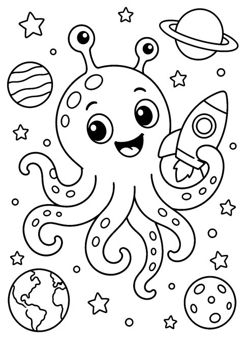 Monster i rymden målarbild – målarbild att skriva ut