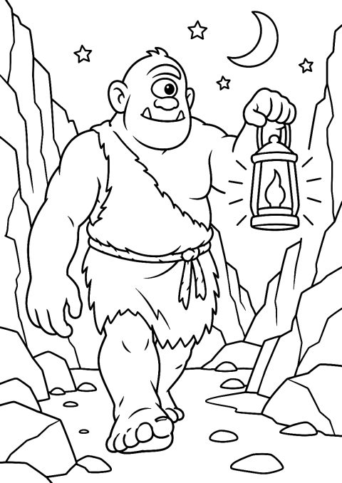 Cíclope con Farol en la Oscuridad para Colorear – dibujo para colorear e imprimir