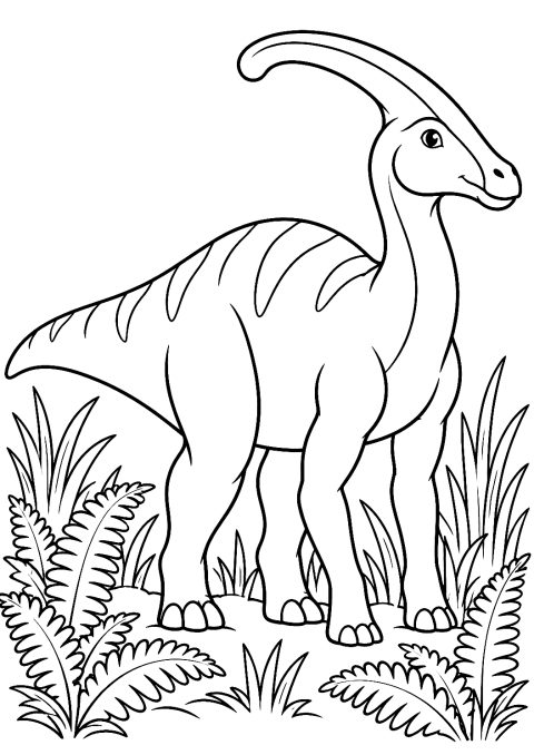 Parassaurolofo com crista para colorir – desenho para colorir para imprimir