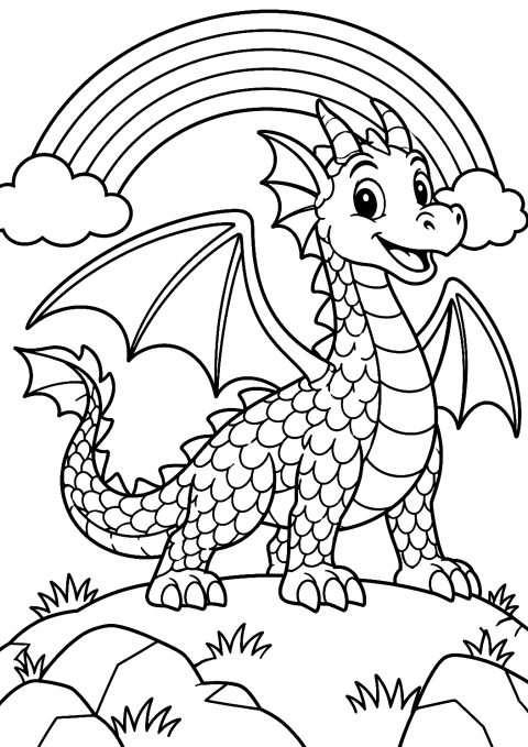 Drago Arcobaleno da colorare – disegno da colorare da stampare