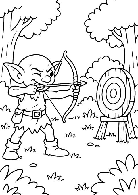 Goblin Tiro con l'Arco da Colorare – disegno da colorare da stampare