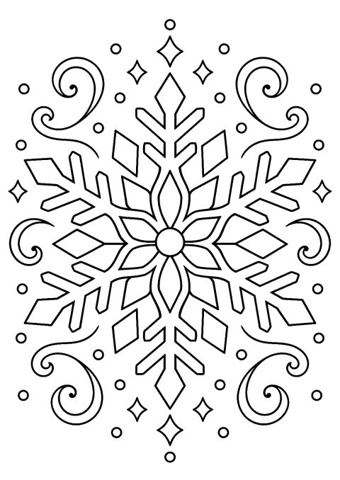 Snøfnugg-mandala som fargeleggingsark – fargeleggingsark for utskrift